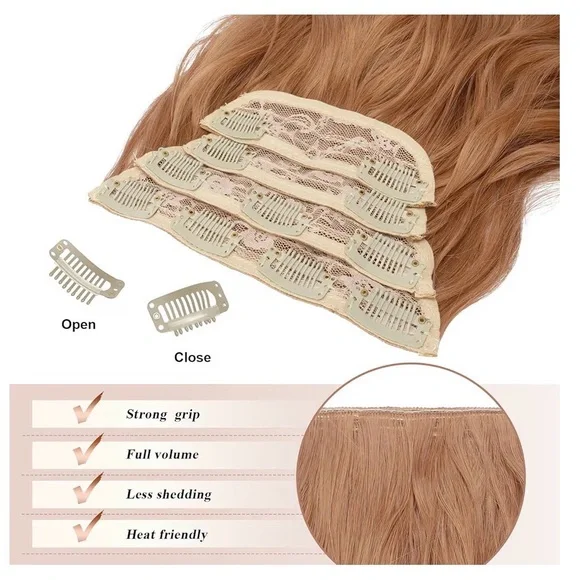 Clip in Hair Extensions, 20 Inch, Auburn Brown
4 PCS, Long Wavy christmas, party - Picture 4 of 7